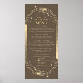 天のモカ金ゴールド太陽の月の星30th誕生日 ポスター