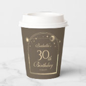 天のモカ金ゴールド太陽の月の星30th誕生日 紙コップ (裏面)