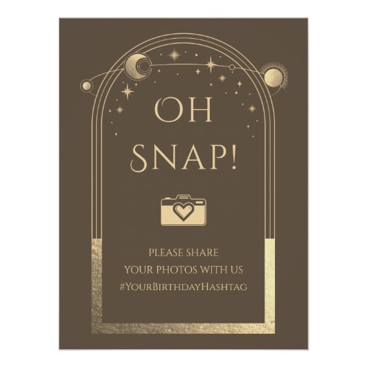 天のモカ金ゴールド太陽の月の星Oh Snap ポスター (正面)