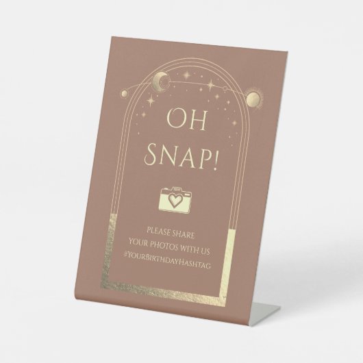 天のモカ金ゴールド太陽の月の星Oh Snap 台座サイン (正面)