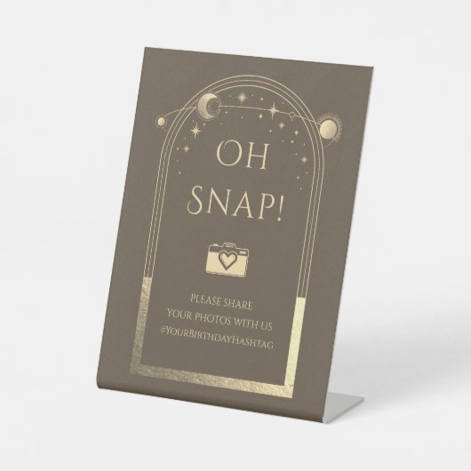 天のモカ金ゴールド太陽の月の星Oh Snap 台座サイン (正面)