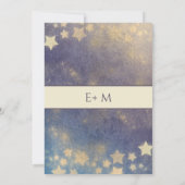 天のロマンチックな月と星の書道金ゴールド 招待状 (裏面)