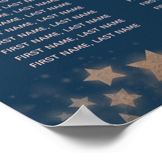 天のロマンチックな月と星の書道 ポスター (角)