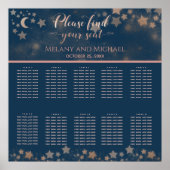 天のロマンチックな月と星の書道 ポスター (正面)