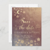 天のロマンチックな月と星の書道anno 案内ポストカード (正面/裏面)