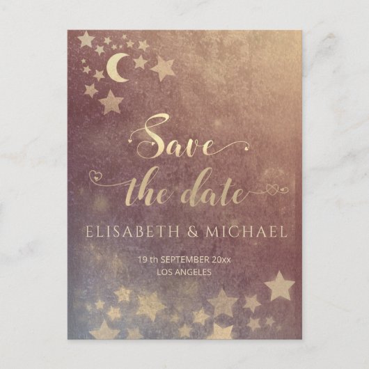 天のロマンチックな月と星の書道anno 案内ポストカード (正面)