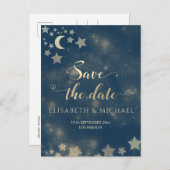 天のロマンチックな月と星の書道anno 案内ポストカード (正面/裏面)