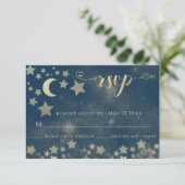 天のロマンティックな月と星のカリグラフィー出欠確認 出欠カード (スタンド正面)