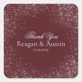 天のワインレッドの星光感謝ステッカー スクエアシール