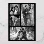 天の三日月の位相ブラック結婚の金ゴールド 箔招待状 (裏面)