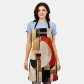 天の優雅さ：ベージュの抽象芸術探査 エプロン (着用した状態)