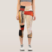 天の優雅さ：ベージュの抽象芸術探査 カプリレギンス (正面)