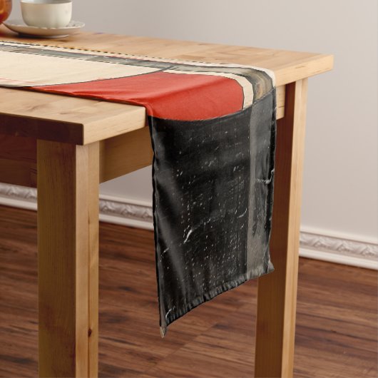 天の優雅さ:ベージュの抽象芸術探査 ショートテーブルランナー (インサイチュ)