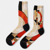 天の優雅さ:ベージュの抽象芸術探査 ソックス (左)