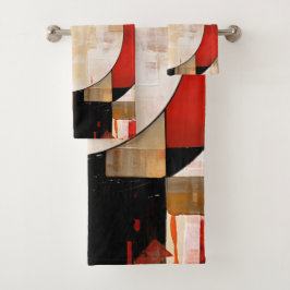 天の優雅さ：ベージュの抽象芸術探査 バスタオルセット