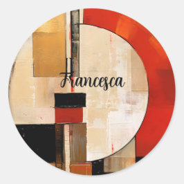 天の優雅さ：ベージュの抽象芸術探査 ラウンドシール