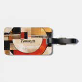 天の優雅さ：ベージュの抽象芸術探査 ラゲッジタグ (裏面横)