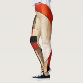 天の優雅さ：ベージュの抽象芸術探査 レギンス (左)