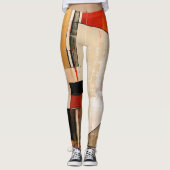 天の優雅さ：ベージュの抽象芸術探査 レギンス (正面)