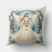 天の冬の天使　希望のランタン クッション (正面)