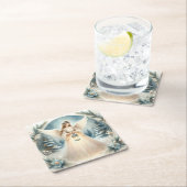 天の冬の天使 希望のランタン スクエアペーパーコースター (インサイチュ)