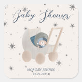 天の可愛いクマちゃんのベビーシャワー スクエアシール (正面)