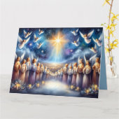 天の合唱 ベツレヘムの星の下で カード (黄色い花)