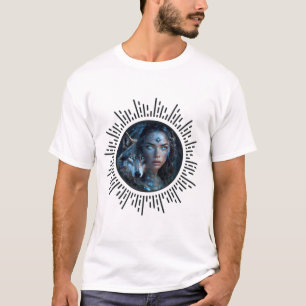 天の同盟オオカミと美しい女性 Tシャツ