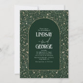 天の夜の星エメラルドグリーン結婚の写真 招待状 (裏面)