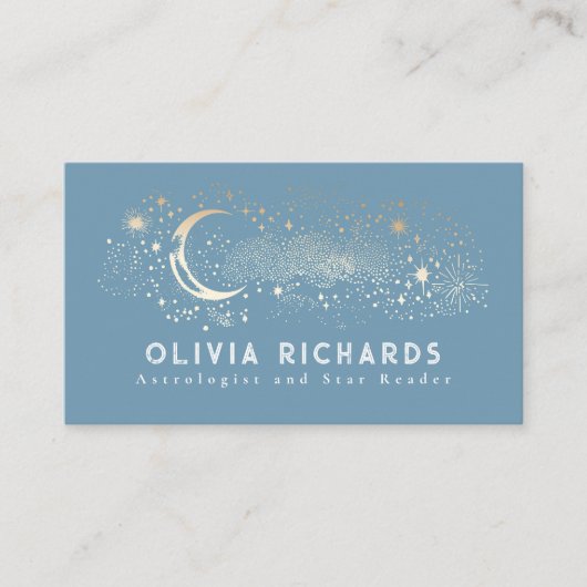 天の夜スタームーンダスティブルー神秘的 名刺 (正面)