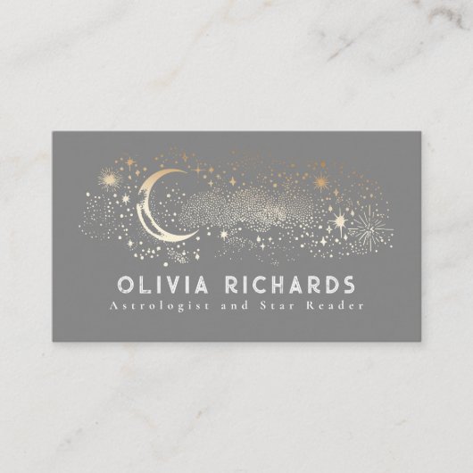 天の夜スタームーンライトグレー神秘的 名刺 (正面)