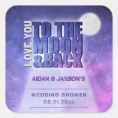 天の夜空の満月 ウェディングシャワー スクエアシール (正面)