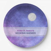 天の夜空の満月 ウェディングシャワー ペーパープレート (正面)