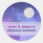 天の夜空の満月 ウェディングシャワー ラウンドシール (正面)