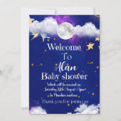 天の夢の青い赤ちゃんシャワー 招待状 (正面)
