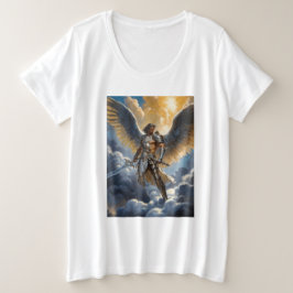 天の大天使ミカエルの黄金の戦士 プラスサイズTシャツ
