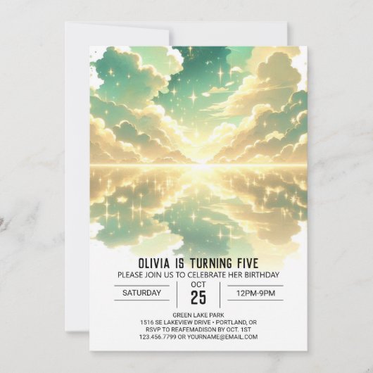 天の天体デジタル誕生日 招待状 (正面)