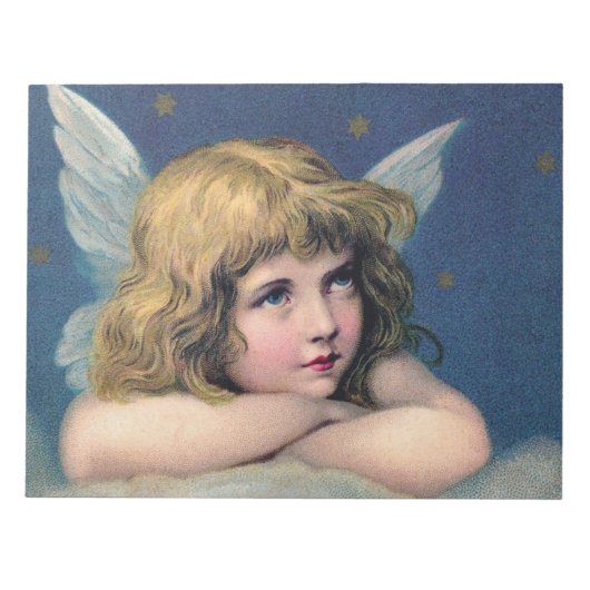 天の天使が空の雲の上で空想する ノートパッド (正面)