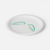 天の天使の翼と星きらめく ペーパープレート (アングル)