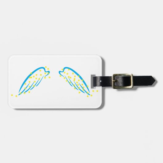 天の天使の翼と星きらめく ラゲッジタグ (正面横)