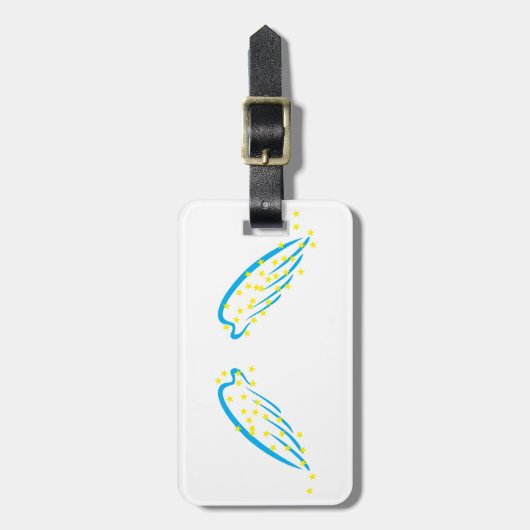 天の天使の翼と星きらめく ラゲッジタグ (正面縦)