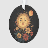 天の太陽の女神と開花花模様 オーナメント (正面)