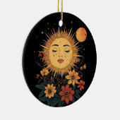 天の太陽の女神と開花花模様 セラミックオーナメント (右)