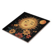 天の太陽の女神と開花花模様 タイル (側面)