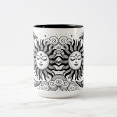 天の太陽の月と星のカスタム着色 ツートーンマグカップ (中央)