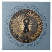 天の太陽の月の星ミッドナイトスカイパーソナライズされた タイル (正面)