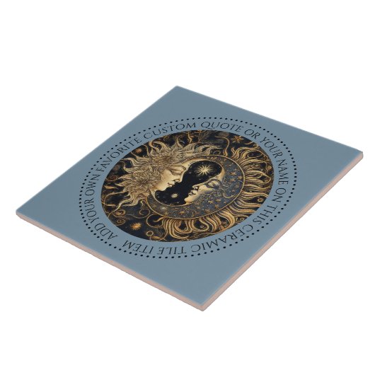 天の太陽の月の星ミッドナイトスカイパーソナライズされた タイル (側面)