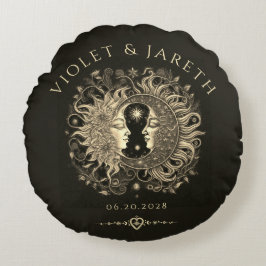 天の太陽の月結婚星 ラウンドクッション