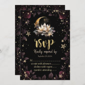 天の太陽,月,星のバラナイトスカイRSVP 招待状 (正面/裏面)