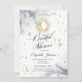 天の太陽，月，星のブライダルシャワー 招待状 (正面)